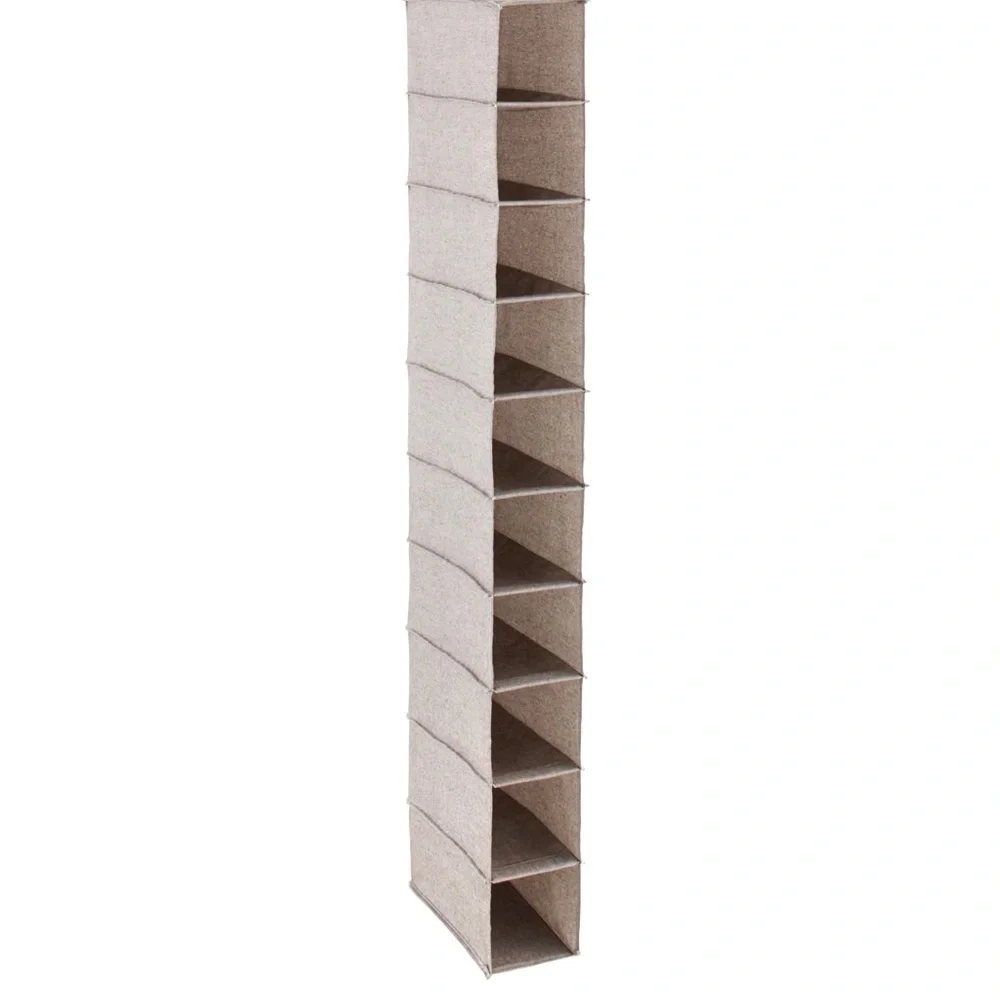 2 Container Store 10-Compartment Hanging Shoe Organizers Grey
